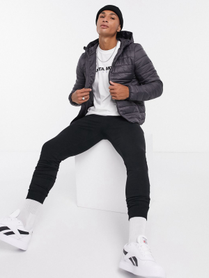 New Look Hooded Puffer Jacket In Gray