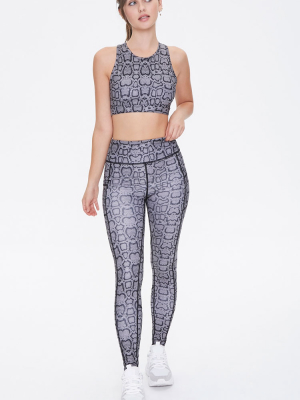 Active Faux Snakeskin Pocket Leggings