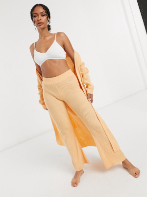 Asos Design Mix & Match Lounge Knitted Flare Pants In Peach