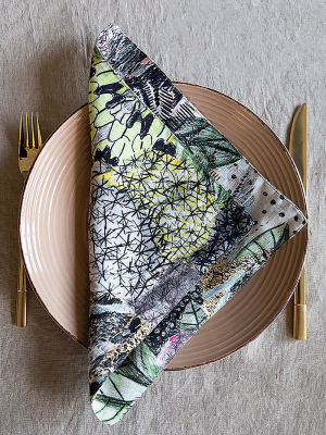 Botanical Print Linen Table Napkins