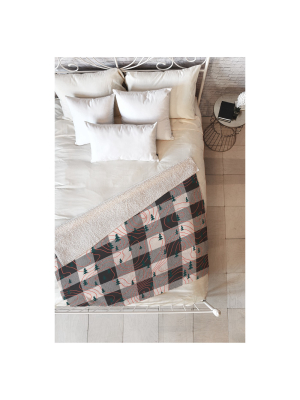 Black Plaid Zoe Wodarz Nature Hike Sherpa Throw Blanket (50"x60") - Deny Designs