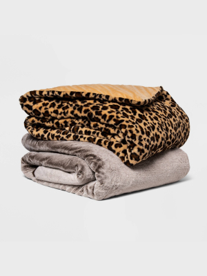 Faux Fur Weighted Blanket With Removable Cover - Threshold™