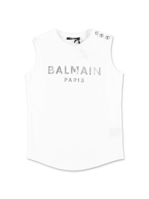 Balmain Kids Logo Printed Tank Top