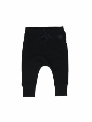 Huxbaby Black Pocket Drop Crotch Pant - Black