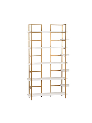 Kline Shelving Unit In White And Gold