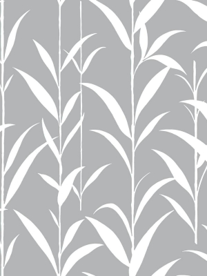 Bamboo Leaves Peel-and-stick Wallpaper In Grey By Nextwall