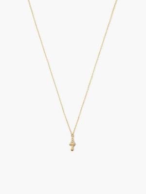 14k Gold Mushroom Necklace With Diamond Inlay