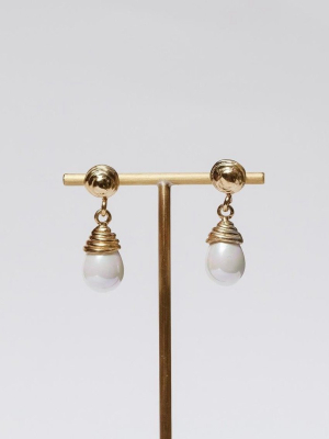 Blanca Earrings Brass And Pearl