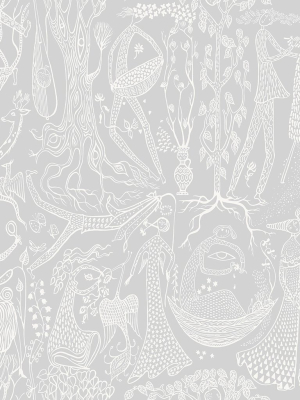 Folk Light Grey Poem D’amour Wallpaper From The Scandinavian Designers Ii Collection By Brewster