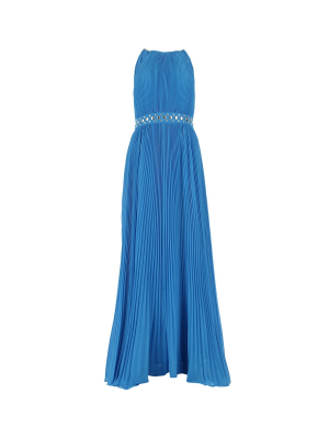 Michael Michael Kors Georgette Halter-neck Pleated Maxi Dress