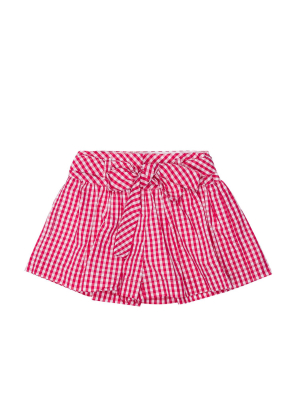 Monnalisa Bow Detailed Checked Shorts