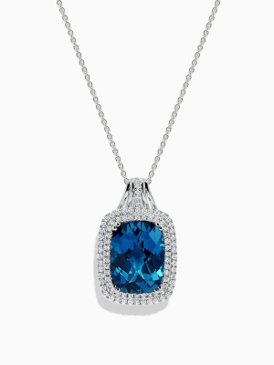 Effy Ocean Bleu 14k Gold London Blue Topaz And Diamond Pendant, 12.45 Tcw