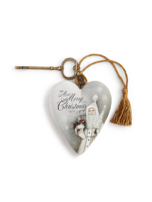 Demdaco White Christmas Santa Art Heart