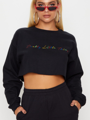 Prettylittlething Black Multi Cropped Sweater