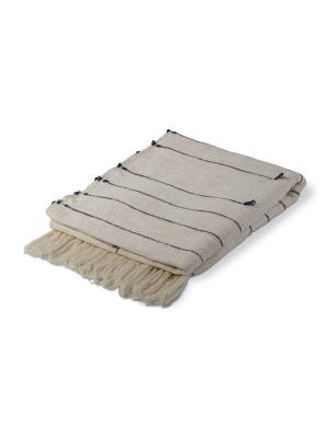 Tag Nadia Stripe Throw Cotton Blanket For Couch Sofa Bed Home Décor Handwoven With Hand Tied Fringes