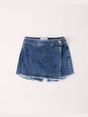 Mid Rise Denim Wrap Skort