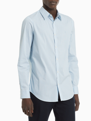 Slim Fit Stretch Cotton End-on-end Stripe Shirt