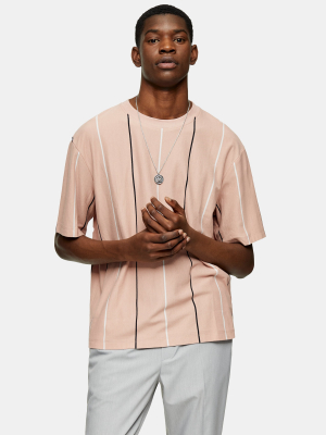 Pink Pique Boxy Stripe T-shirt