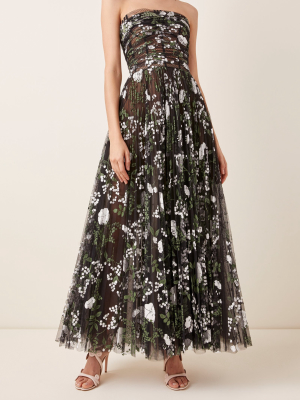 Printed Organza Maxi Dress