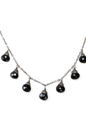 Oxidized Multi Gemstone Necklace - Black Spinel