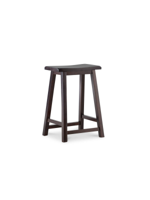 24" Saddle Counter Height Barstool Brown - Linon