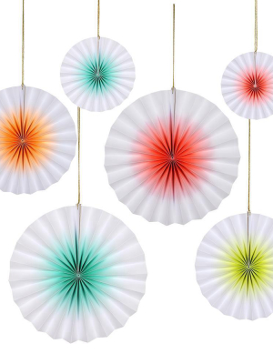 Neon Ombre Pinwheel Decorations (x 6)