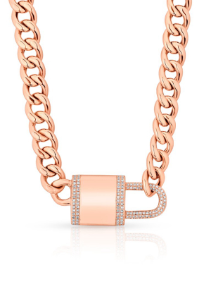 14kt Rose Gold Diamond Lovelock Necklace