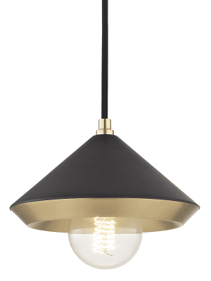 Marnie 1 Light Small Pendant - Aged Brass/black