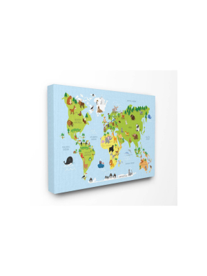 30"x1.5"x40" World Map Cartoon And Colorful Xxl Stretched Canvas Wall Art - Stupell Industries