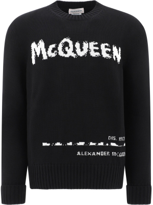 Alexander Mcqueen Graffiti Logo Intarsia Sweater