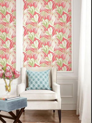 Dominica Wallpaper In Pink And Green From The Tortuga Collection By Seabrook Wallcoverings