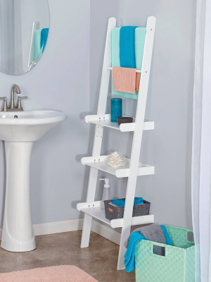 Tiered Ladder Bathroom Shelf With Towel Bars White - Riverridge Home