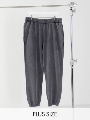 Collusion Plus Exclusive Acid Wash Sweatpants In Dark Gray