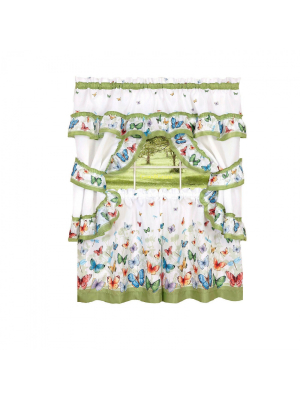 Goodgram Butterflies Prairie Complete 5 Pc. Cottage Kitchen Curtain Set