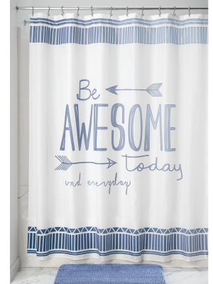 Mdesign "be Awesome" - Easy Care Fabric Shower Curtain, 72" X 72"