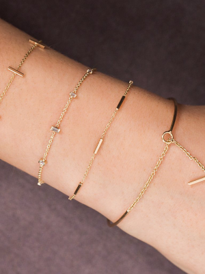 14k Diamond Baguette Bolo Bracelet