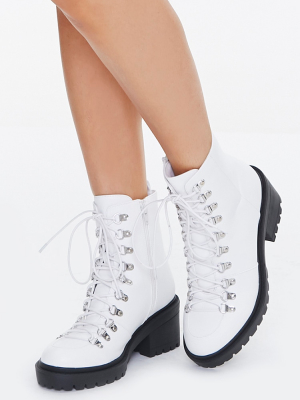 Faux Leather Combat Boots