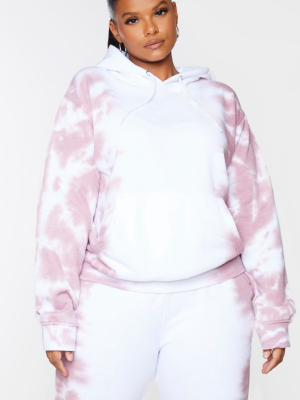 Plus Mauve Tie Dye Oversized Hoodie