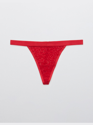 Aerie Velvet Animal Lace String Thong Underwear