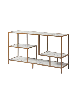 Marmo Tv Stand With Faux Marble Top Brass - Versanora