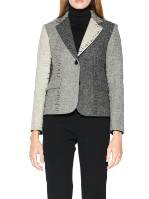 Trompe L’oeil ‘stitches’ Greyscale Wool Blazer