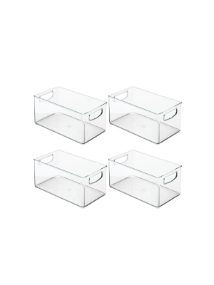 Mdesign Plastic Kitchen Food Storage Organizer Bin, 4 Pack - Clear