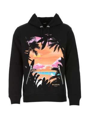 Balmain Graphic Print Hoodie