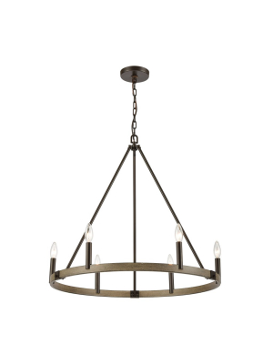 Transitions 6-light Chandelier In Oil Rubbed Bronze And Aspen Finish