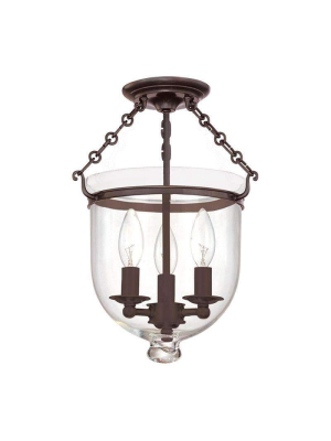 Hampton 3 Light Semi Flush Old Bronze