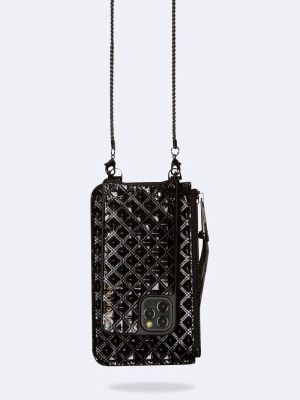 Classic Pyramid Embossed Pouch - Black/pewter