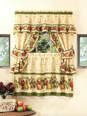 Goodgram Apple Orchard Complete 5 Pc. Kitchen Curtain Tier & Swag Set