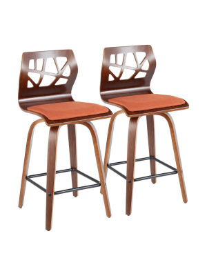 Set Of 2 Folia Mid-century Modern Counter Height Barstools - Lumisource