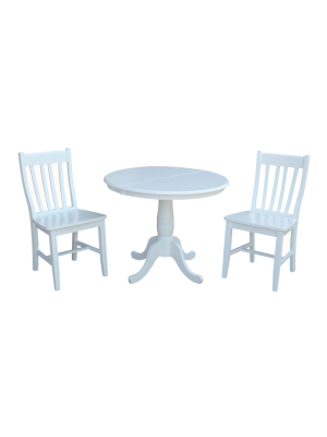 36" Astrid Round Extension Dining Table With Cafe Chairs Set White - International Concepts