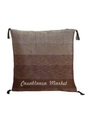 Brown Striped Silk/wool Moroccan Pillow